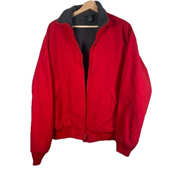 J. Crew Vintage Oarsman Mens Bomber Jacket Size M Red Fleece Lining Made In USA - Picture 1 of 14